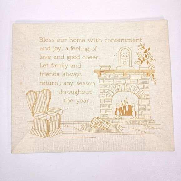 Vintage Sunset Stitchery Bless Our Home Fireplace Sampler 11×14 Complete Cottage - Picture 9 of 16
